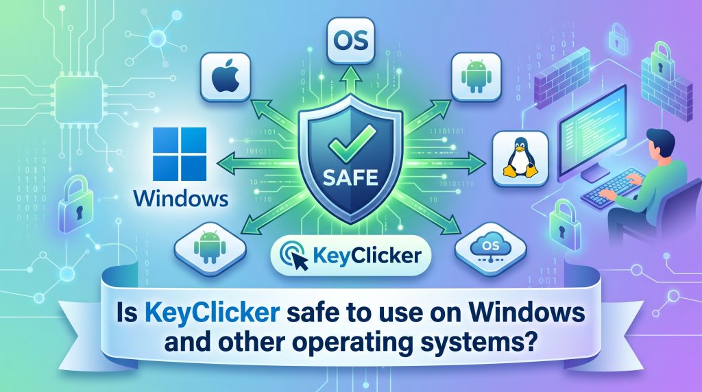 Is KeyClicker safe to use on Windows and other operating systems