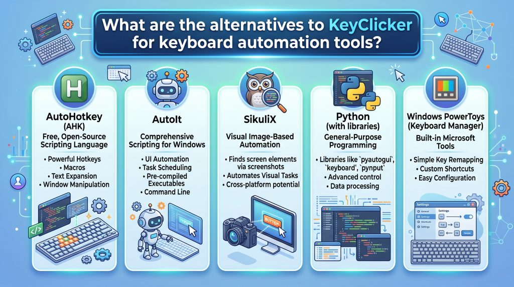 What are the alternatives to KeyClicker for keyboard automation tools