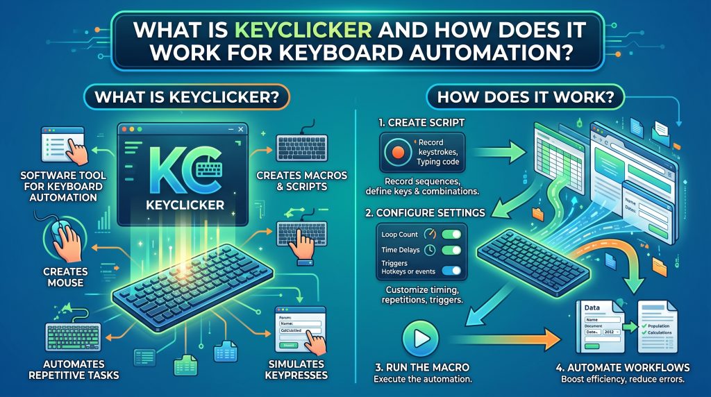 What is KeyClicker and how does it work for keyboard automation